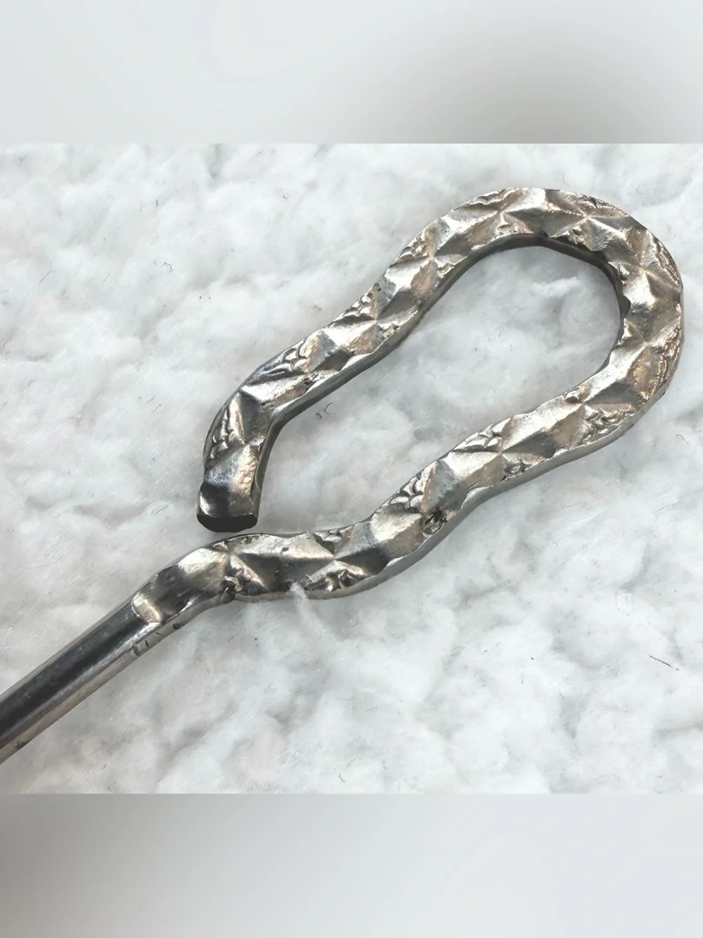 Antique/Vintage Silver Hammered Metal Button Hook Sewing Tool, OS